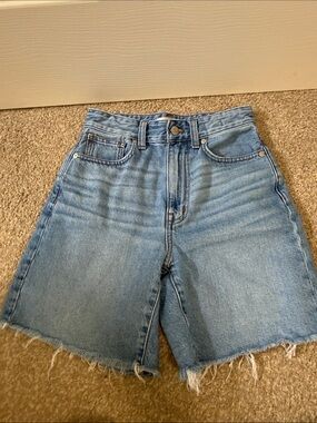 Madewell Light Blue High-Rise Denim Bermuda Shorts